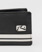 RUSTY WHITE LINES LEATHER WALLET – BLACK