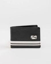 RUSTY WHITE LINES LEATHER WALLET – BLACK