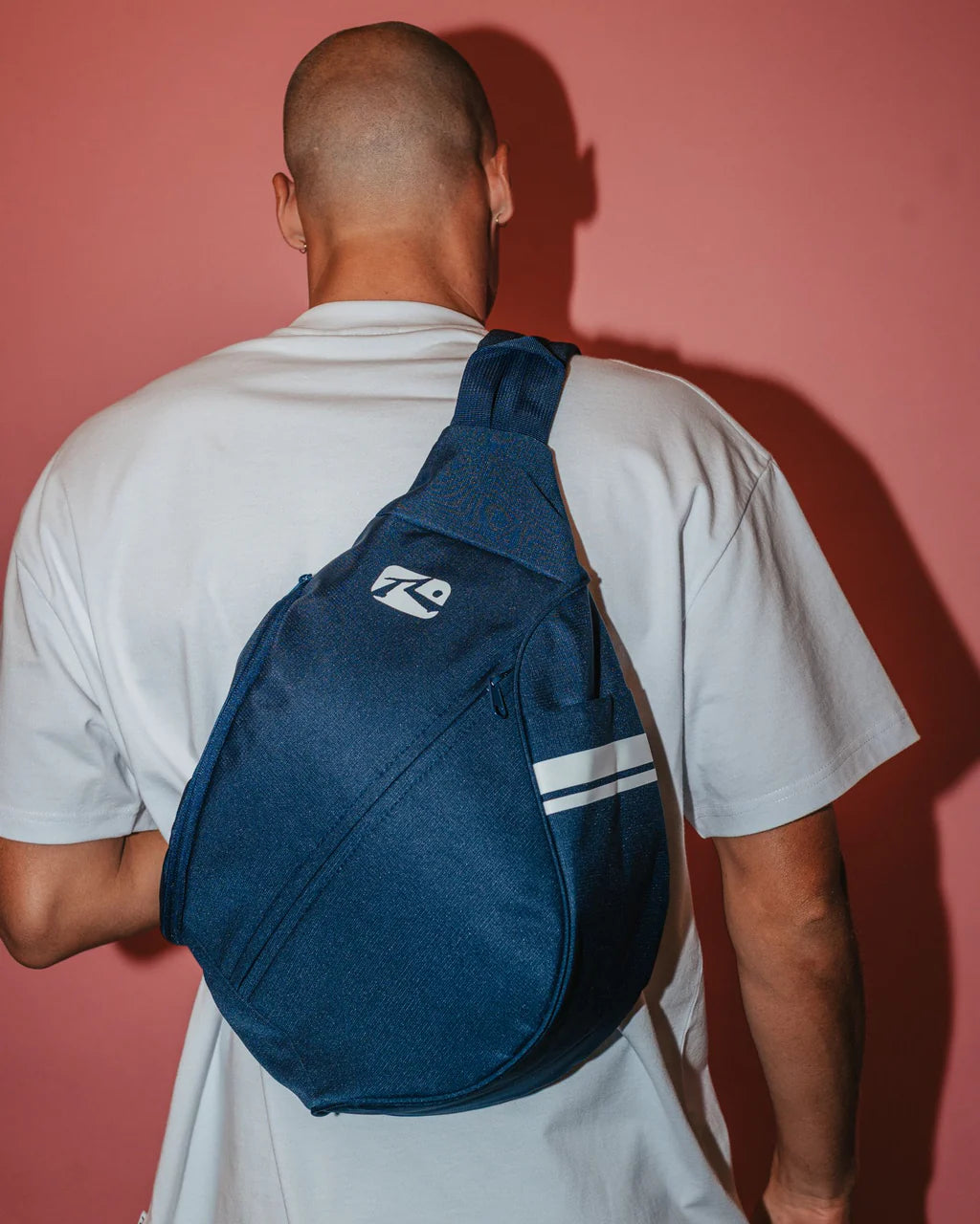 RUSTY WHITE LINES SLING BAG – NAVY BLUE