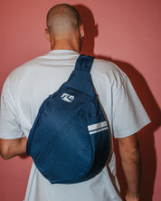 RUSTY WHITE LINES SLING BAG – NAVY BLUE