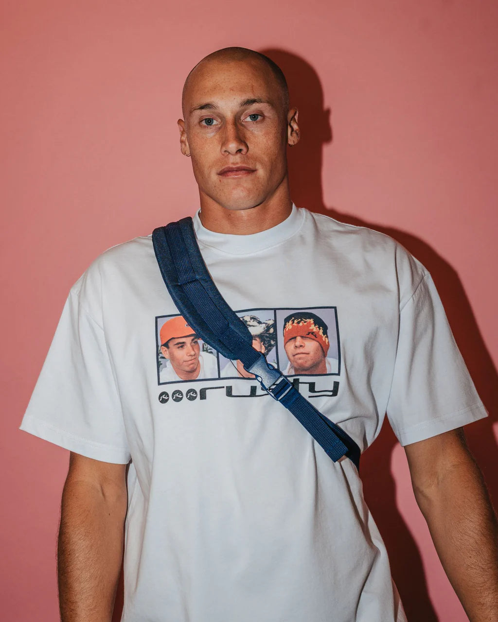 RUSTY WHITE LINES SLING BAG – NAVY BLUE