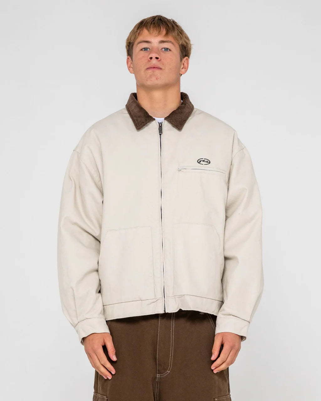 RUSTY WOOKIE WORKWEAR JACKET MENS UTILITY JACKET ABBEY STONE