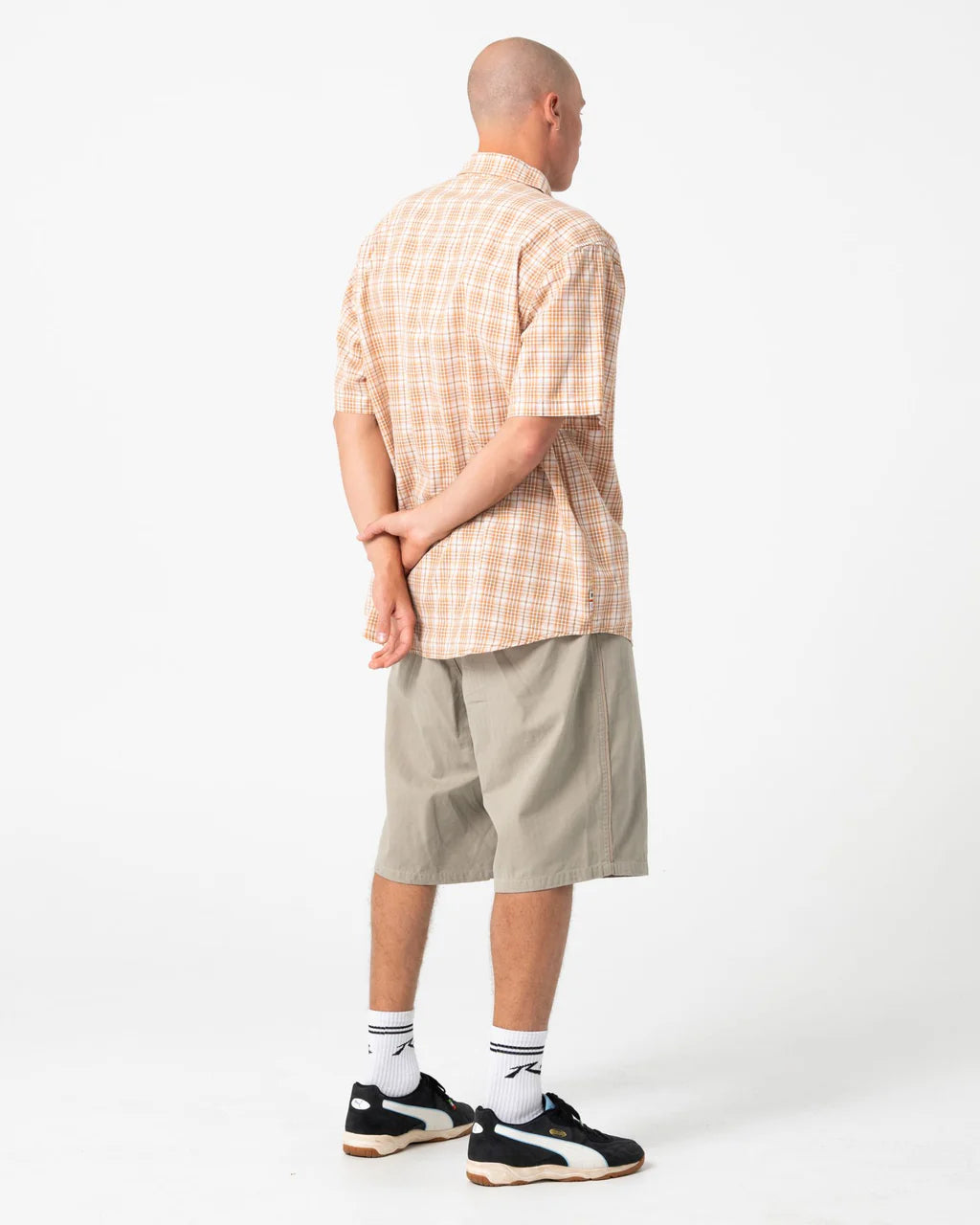 RUSTY WORLDWIDE OVERSIZED CHECK SHIRT – MENS RELAXED CASUAL CHECK SHIRT TOBACCO