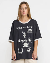 RVCA DANI MILLER OVERSIZED RINGER TEE – WASHED BLACK
