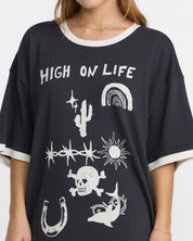 RVCA DANI MILLER OVERSIZED RINGER TEE – WASHED BLACK