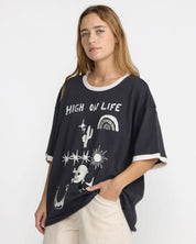 RVCA DANI MILLER OVERSIZED RINGER TEE – WASHED BLACK