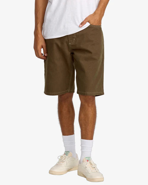 RVCA DAYSHIFT 21" WALKSHORTS – MENS CANVAS 5-POCKET EASY FIT SHORTS BOMBAY BROWN