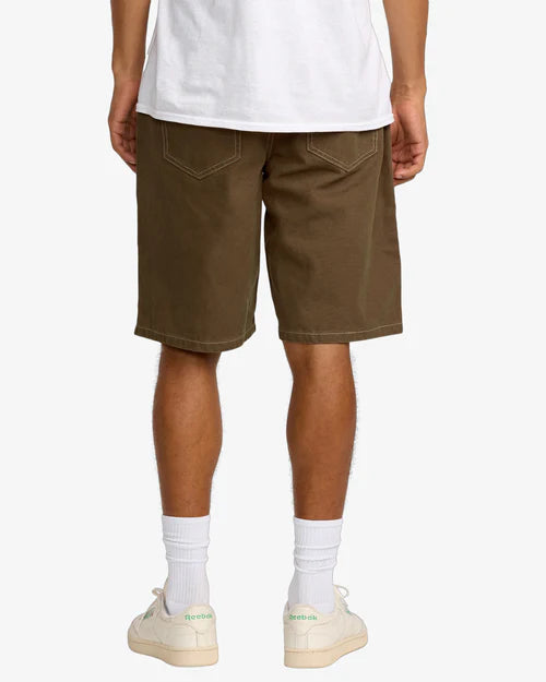 RVCA DAYSHIFT 21" WALKSHORTS – MENS CANVAS 5-POCKET EASY FIT SHORTS BOMBAY BROWN
