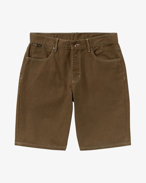 RVCA DAYSHIFT 21" WALKSHORTS – MENS CANVAS 5-POCKET EASY FIT SHORTS BOMBAY BROWN