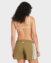 RVCA MEL G ELASTIC WAIST SHORTS – WOMENS RELAXED LINEN BLEND ART SHORTS OLIVE