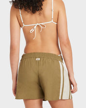 RVCA MEL G ELASTIC WAIST SHORTS – WOMENS RELAXED LINEN BLEND ART SHORTS OLIVE