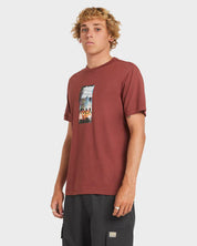 RVCA MENS TRIPTYCH T SHIRT RED EARTH GRAPHIC COASTAL STREET TEE