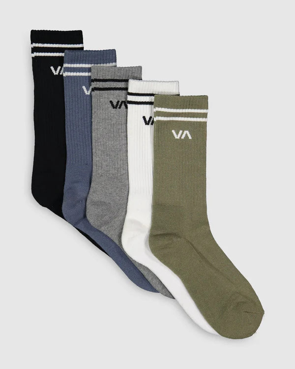 RVCA MENS UNION 5 PACK SOCKS – MULTI