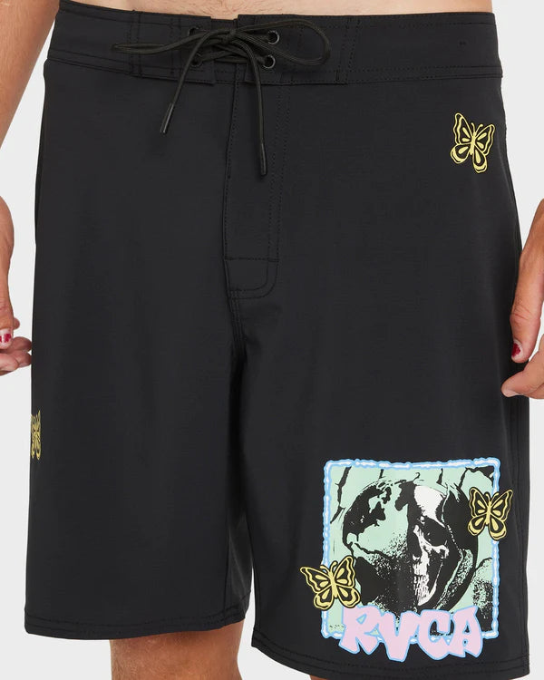 RVCA MENS VA TRUNK PRINT 19" BOARDSHORTS – BLACK