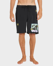 RVCA MENS VA TRUNK PRINT 19" BOARDSHORTS – BLACK