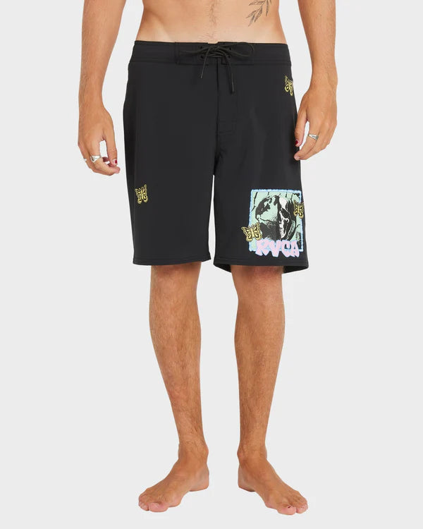 RVCA MENS VA TRUNK PRINT 19" BOARDSHORTS – BLACK