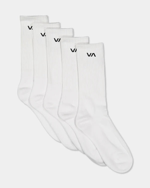 RVCA VA SPORT SOCK 5 PACK – WHITE
