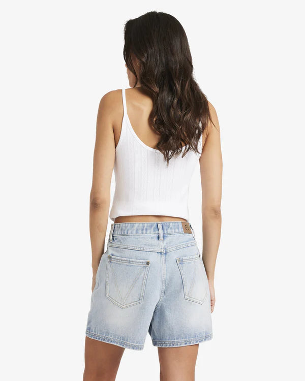 RVCA WOMENS COCO DENIM SHORTS – BLEACHED INDIGO