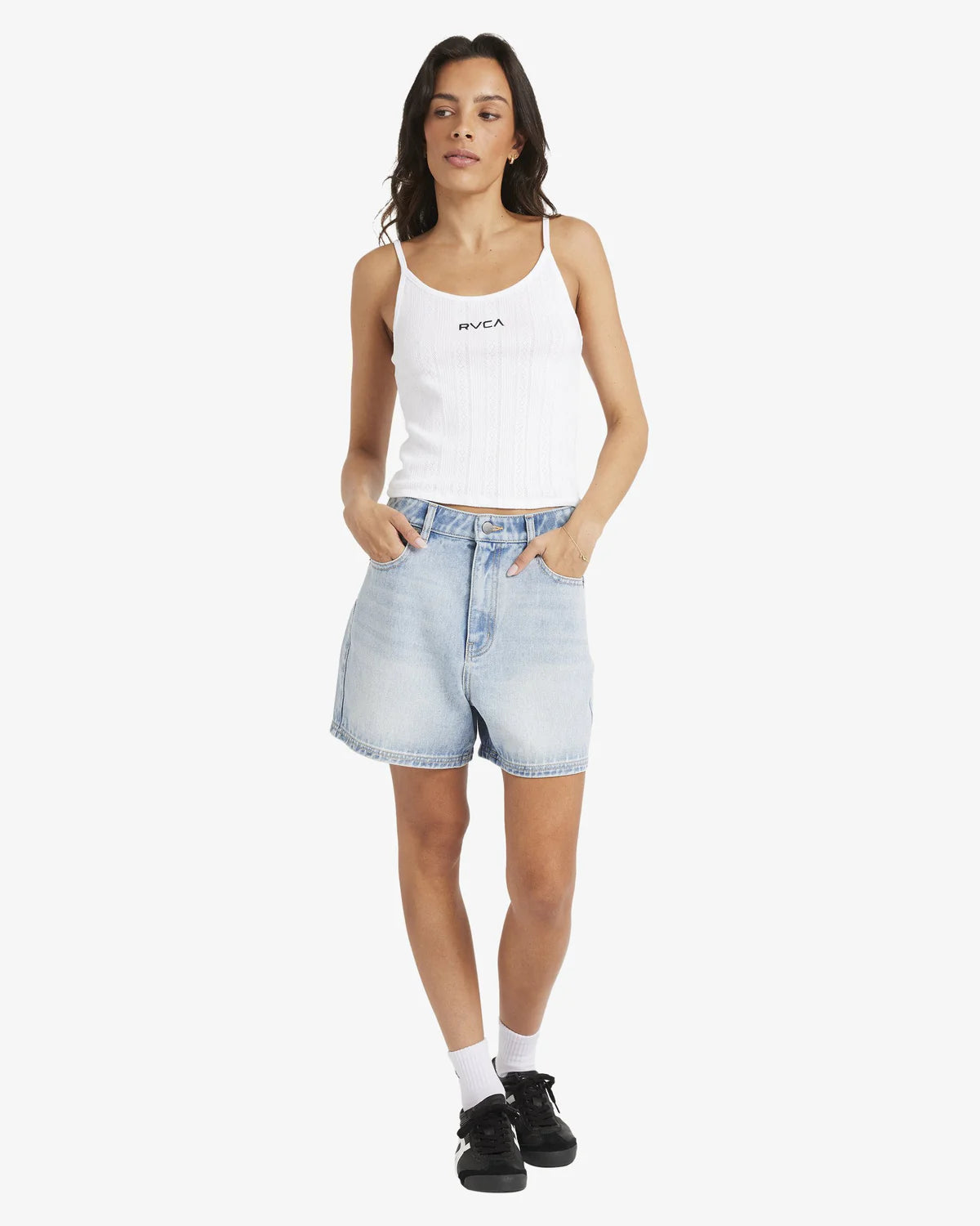 RVCA WOMENS COCO DENIM SHORTS – BLEACHED INDIGO