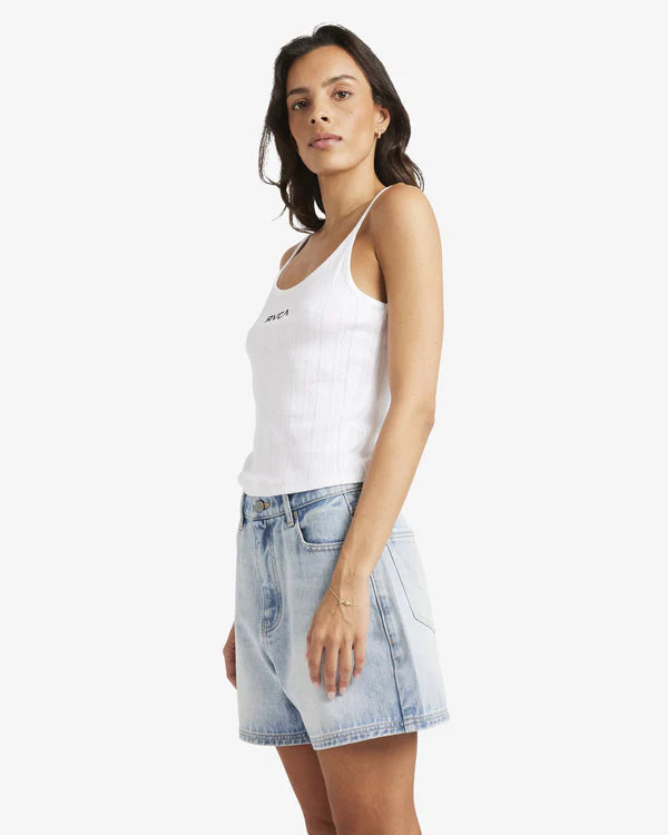 RVCA WOMENS COCO DENIM SHORTS – BLEACHED INDIGO