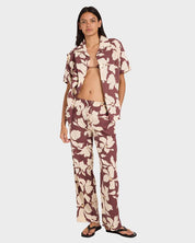 RVCA WOMENS RHI HOLIDAY PANTS TERRA BROWN RELAXED COASTAL LIFESTYLE PANTS