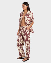 RVCA WOMENS RHI HOLIDAY PANTS TERRA BROWN RELAXED COASTAL LIFESTYLE PANTS