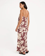 RVCA WOMENS RHI MAXI DRESS TERRA BROWN COASTAL SUMMER LIFESTYLE DRESS