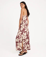 RVCA WOMENS RHI MAXI DRESS TERRA BROWN COASTAL SUMMER LIFESTYLE DRESS