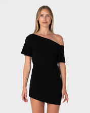 RUSTY SALLY SLOUCH OFF SHOULDER DRESS WOMENS BLACK