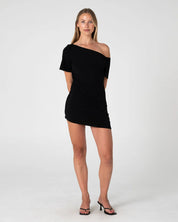 RUSTY SALLY SLOUCH OFF SHOULDER DRESS WOMENS BLACK