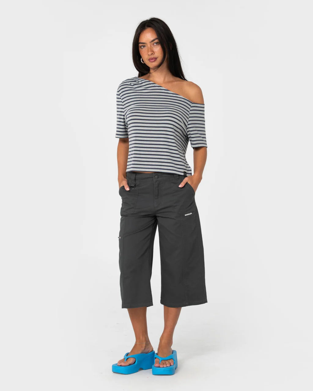 RUSTY SALLY SLOUCH STRIPED OFF SHOULDER TOP