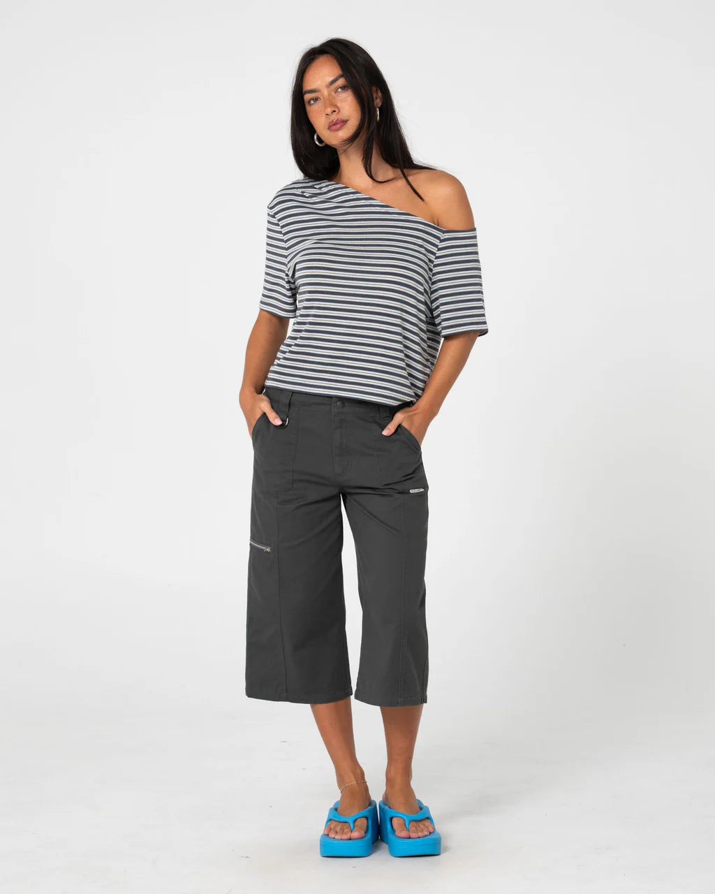 RUSTY SALLY SLOUCH STRIPED OFF SHOULDER TOP