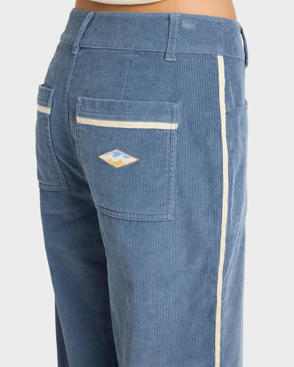 BILLABONG SEA TONE WOMENS CORDUROY PANTS STONE BLUE SURF COASTAL TROUSERS