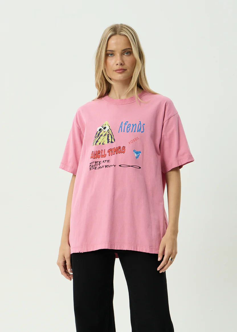 AFENDS SHELL TIMES BOXY TEE RECYCLED GRAPHIC T-SHIRT MARRAKESH