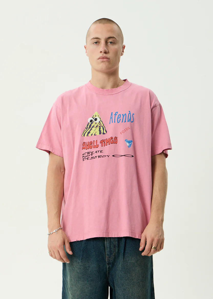 AFENDS SHELL TIMES BOXY TEE RECYCLED GRAPHIC T-SHIRT MARRAKESH