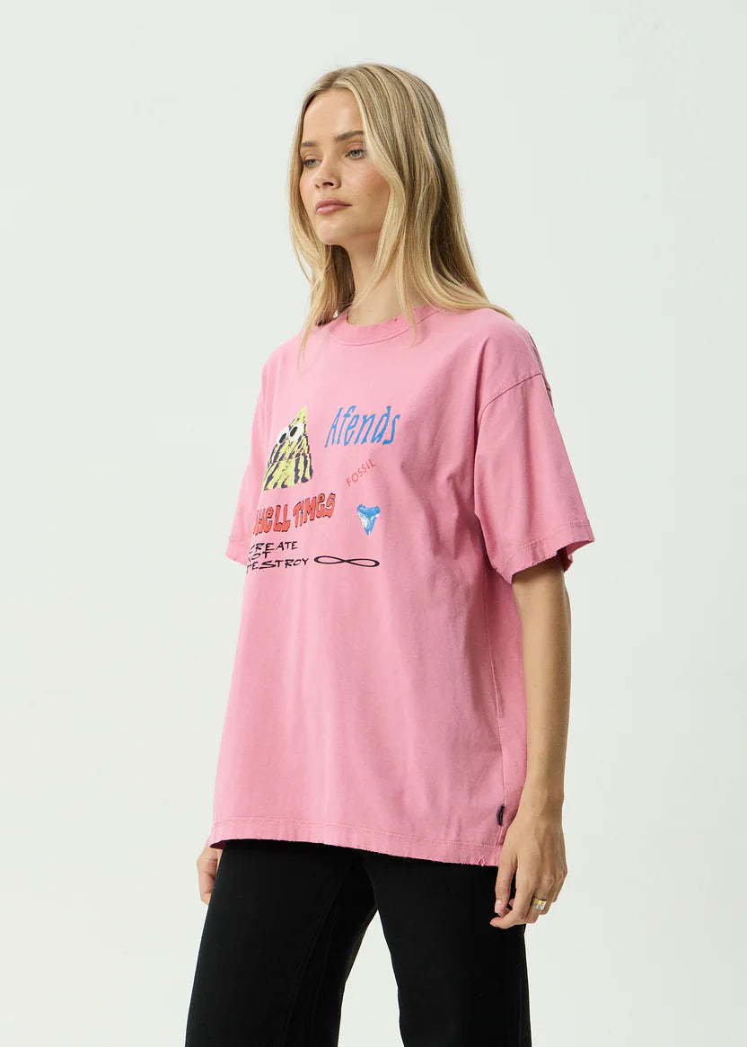 AFENDS SHELL TIMES BOXY TEE RECYCLED GRAPHIC T-SHIRT MARRAKESH