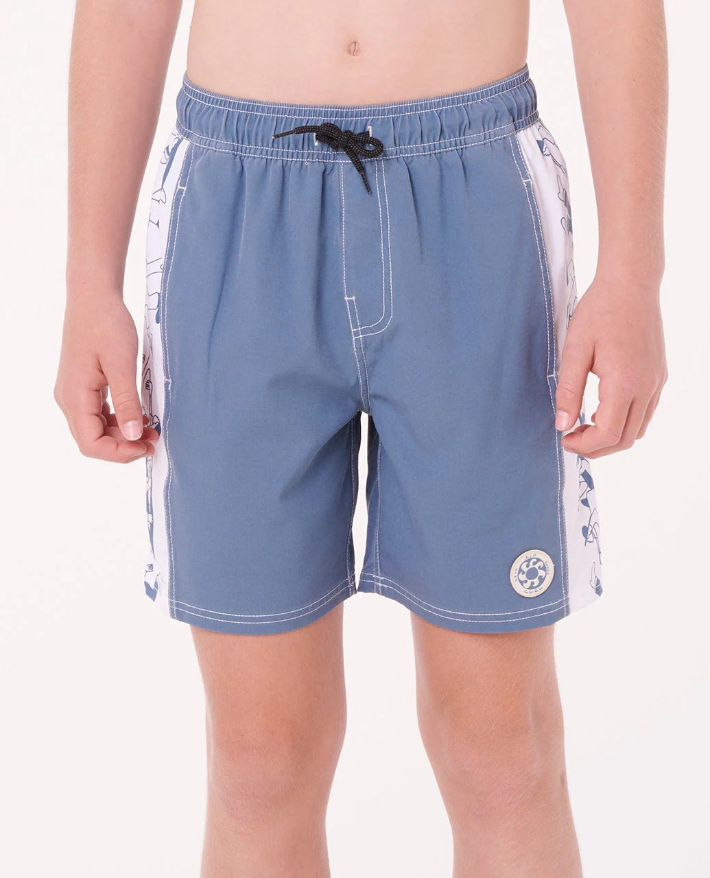 RIPCURL SIDEWAYS VOLLEY BOARDSHORT – KIDS SWIM SHORTS FOR SUMMER BEACH DAYS – BLUEFIN