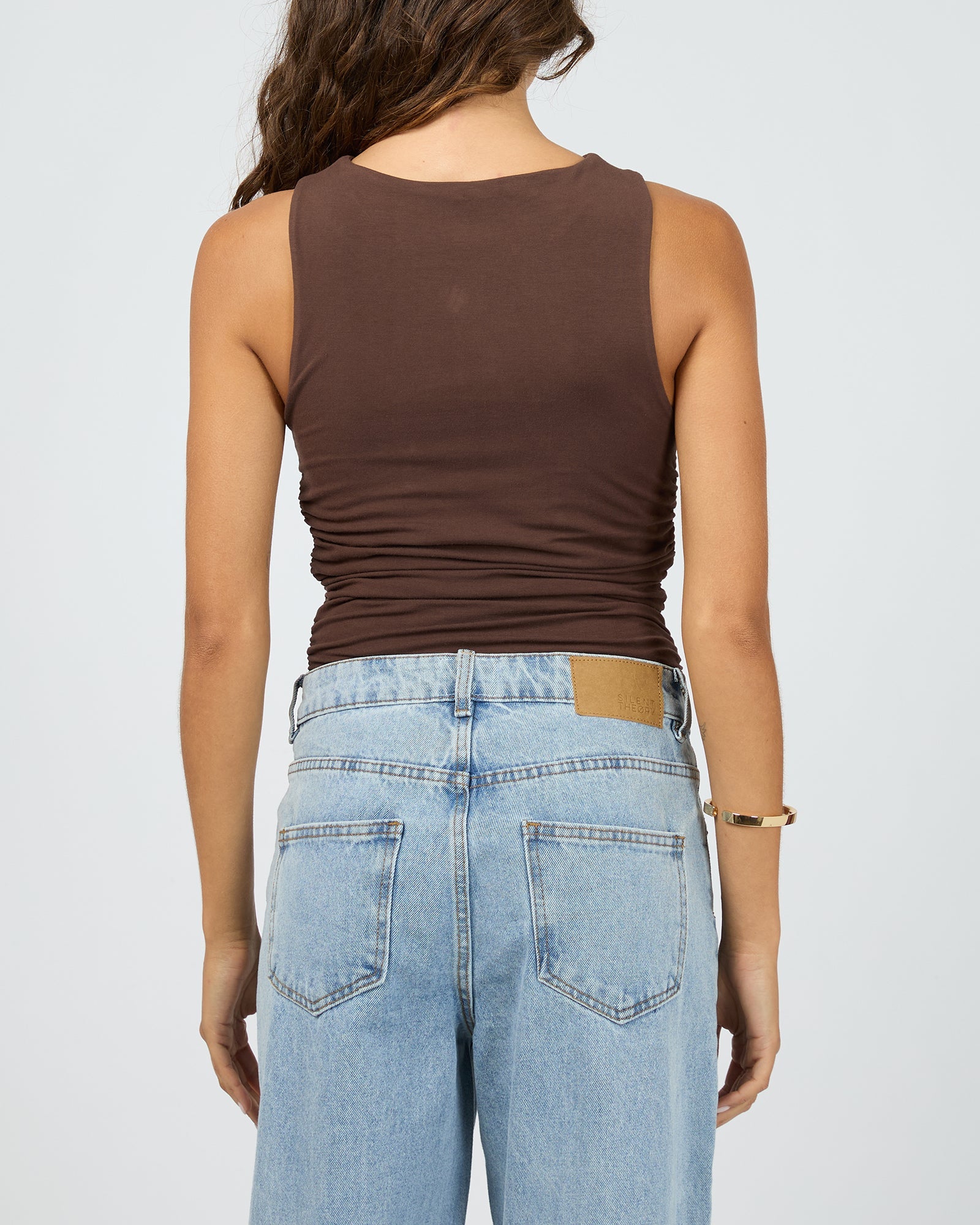 SILENT THEORY ATLAS HALTER BODYSUIT WOMENS FITTED GOING OUT TOP – CHOCOLATE