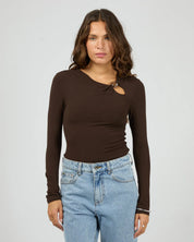 SILENT THEORY ATLAS LONG SLEEVE TOP – CHOCOLATE