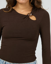 SILENT THEORY ATLAS LONG SLEEVE TOP – CHOCOLATE