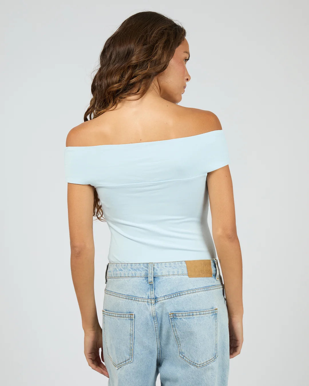 SILENT THEORY ATLAS OFF SHOULDER TOP - SKY BLUE