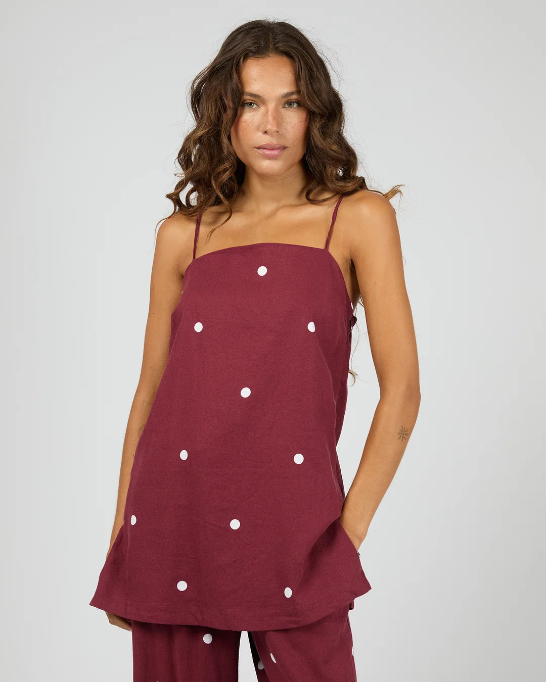 SILENT THEORY BORDEAUX TUNIC TOP - CHERRY