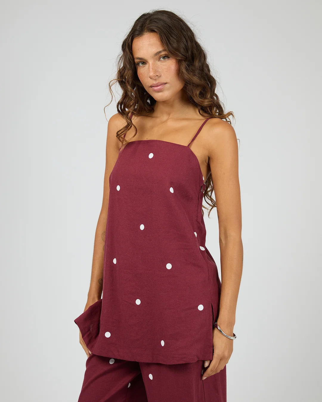 SILENT THEORY BORDEAUX TUNIC TOP - CHERRY