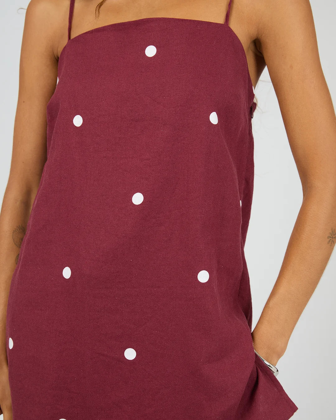 SILENT THEORY BORDEAUX TUNIC TOP - CHERRY