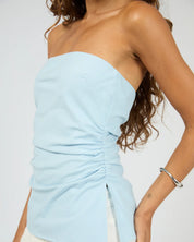 SILENT THEORY BOWIE STRAPLESS TOP - LIGHT BLUE