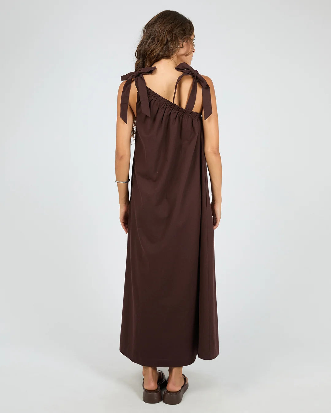 SILENT THEORY BOWIE TIE MAXI DRESS - CHOCOLATE