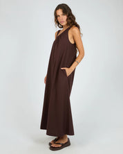 SILENT THEORY BOWIE TIE MAXI DRESS - CHOCOLATE