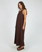 SILENT THEORY BOWIE TIE MAXI DRESS - CHOCOLATE