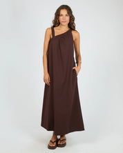 SILENT THEORY BOWIE TIE MAXI DRESS - CHOCOLATE