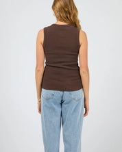SILENT THEORY BUTTON UP TANK - CHOCOLATE